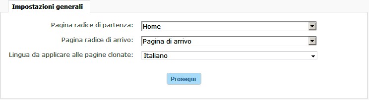 Impostazioni generali localizzazione pagine