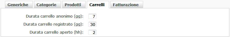 Impostazioni per carrelli