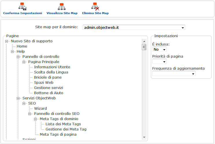 Configurazione Site Map