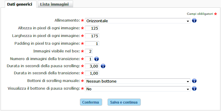 Informazioni generali carosello di immagini