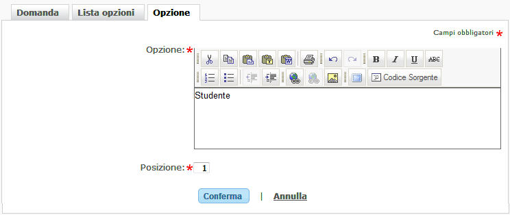 Opzione del sondaggio