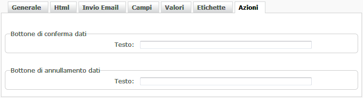 Scheda Azioni tabelle - gestione avanzata